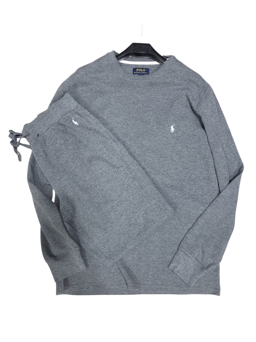 Polo Ralph Lauren Heather Gray Men's Waffle Knit Thermal Set Size Large